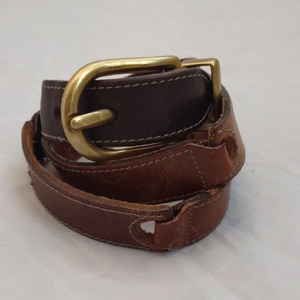 Fossil Brown Leather Belt with Solid Brass Buckle